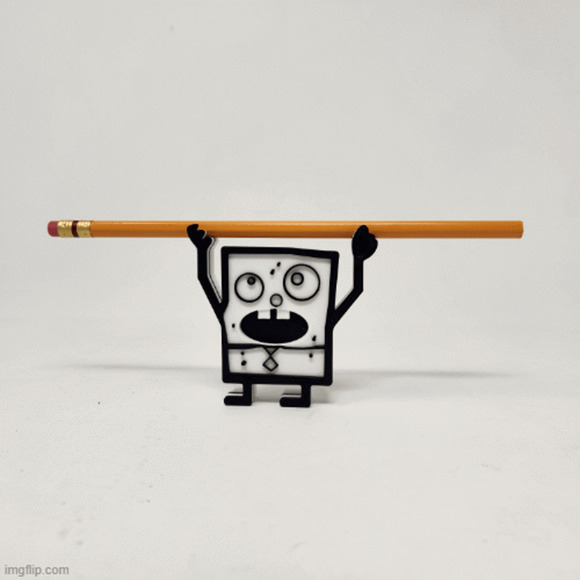 3D DoodleBob Pencil holder Fan Art Inspired SpongeBob printed pencil - Picture 3 of 6